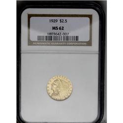 	1929 $2 1/2 MS62 NGC. This example has minor hairlines 1929