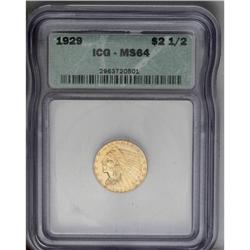 	1929 $2 1/2 MS64 ICG. This is the final year of the In 1929