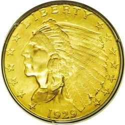 	1929 $2 1/2 MS65 PCGS. A smooth and boldly struck Gem 1929