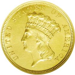 	1854 $3 MS62 NGC. This is the first year of issue for 1854