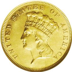 	1877 $3 --Cleaned--ANACS. AU55 Details. After a two-yea 1877