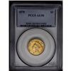 Image 3 : 	1878 $3 AU58 PCGS. A partly lustrous golden-brown piec 1878