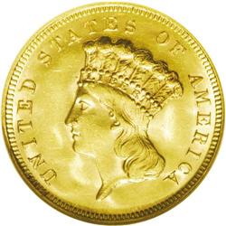 	1878 $3 MS63 NGC. During and after the Civil War, the 1878