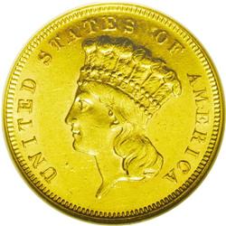 	1883 $3 AU58 Prooflike NGC. A mere 900 business strike 1883