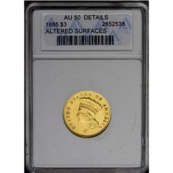	1885 $3 --Altered Surfaces--ANACS. AU50 Details. This l 1885