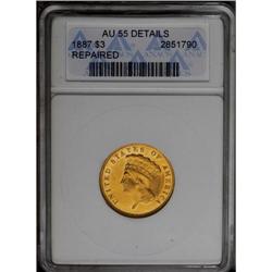 	1887 $3 --Repaired--ANACS. AU55 Details. Liberty''s che 1887
