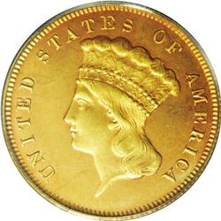 	1876 $3 PR64 PCGS. Unlike many other dates within the 1876