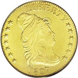 	1807 $5 Bust Right AU55 PCGS. Small Date, Small Obvers 1807