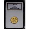 Image 1 : 	1844-O $5 AU55 NGC. Yellow-gold surfaces display trace 1844-O