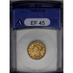 	1856-S $5 XF45 ANACS. Well struck and evenly worn, wit 1856-S