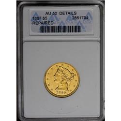 	1867 $5 --Repaired--ANACS. AU50 Details. Bright from a 1867