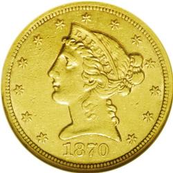 	1870-S $5 AU50 NGC. Although the surfaces are typicall 1870-S