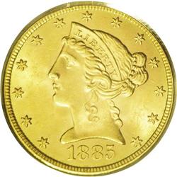 	1885-S $5 MS65 PCGS. A gorgeous Gem example and a cond 1885-S