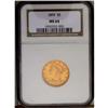 	1899 $5 MS64 NGC. A luscious apricot-gold near-Gem exa 1899