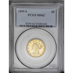 	1899-S $5 MS62 PCGS. This penetratingly struck half ea 1899-S