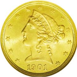 	1901/0-S $5 MS64 NGC. FS-006. The 1901/0-S is perhaps 1901/0-S