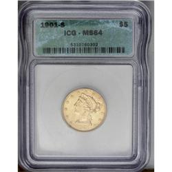 	1901-S $5 MS64 ICG. The 1901-S, with a mintage of 3.64 1901-S