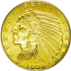 	1908 $5 MS65 PCGS. After 68 years of production, the L 1908