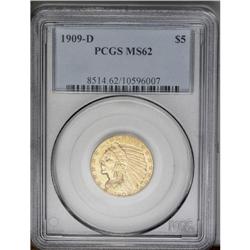 	1909-D $5 MS62 PCGS. The most common five dollar India 1909-D