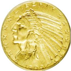 	1909-D $5 MS63 PCGS. Mild reddish-golden color rises f 1909-D