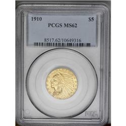 	1910 $5 MS62 PCGS. Well defined with slightly subdued 1910