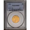 	1911 $5 MS62 PCGS. The satiny straw-gold surfaces only 1911
