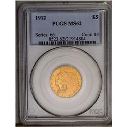 	1912 $5 MS62 PCGS. Pastel green and peach coloration a 1912