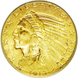 	1913 $5 MS63 ICG. Sharply struck throughout with reaso 1913