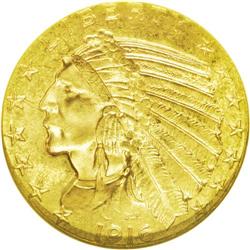 	1916-S $5 MS63 NGC. All San Francisco Indian half eagl 1916-S