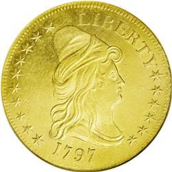 	1797 $10 Large Eagle AU58 NGC. Breen-6834, B. 2-C, Tar 1797