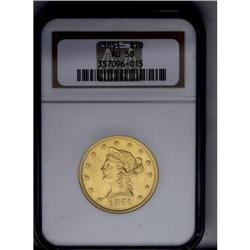	1851 $10 AU58 NGC. An underrated P-mint ten, and one t 1851