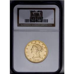 	1862 $10 AU50 NGC. Lustrous and bold for the assigned 1862