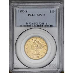 	1880-S $10 MS62 PCGS. Ample luster is retained on the 1880-S
