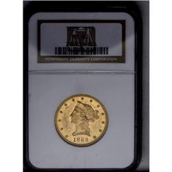 	1889 $10 MS60 NGC. Despite a number of small to medium 1889