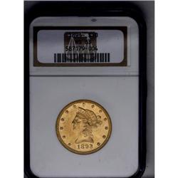 	1893 $10 MS63 NGC. The grade-defining abrasions are la 1893