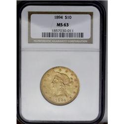 	1894 $10 MS63 NGC. A suitably impressed and moderately 1894