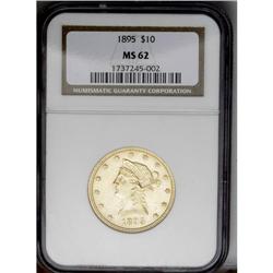 	1895 $10 MS62 NGC. Sharply struck and fully brilliant 1895