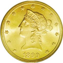	1899 $10 MS65 PCGS. The large mintage, somewhere north 1899