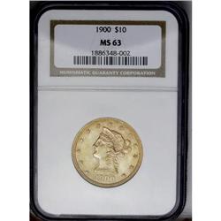 	1900 $10 MS63 NGC. This meticulously struck Liberty ea 1900