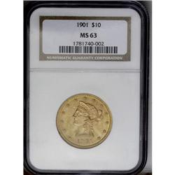 	1901 $10 MS63 NGC. A well struck example of the type. 1901