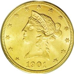 	1901 $10 MS64 PCGS. A crisply struck and shimmering st 1901