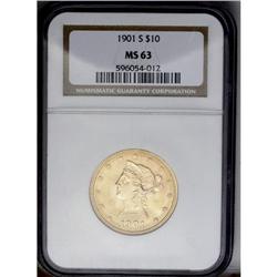 	1901-S $10 MS63 NGC. This crisply struck apricot-gold 1901-S