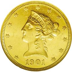 	1901-S $10 MS64 NGC. A lovely S-mint example, this eag 1901-S