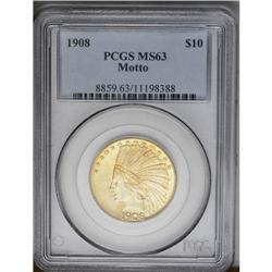 	1908 $10 MOTTO MS63 PCGS.From The Jackson Hole Collect 1908