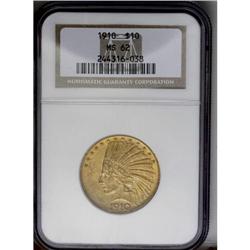 	1910 $10 MS62 NGC. A frosty Mint State example with br 1910