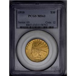 	1910 $10 MS63 PCGS. Sharply struck with a fine-grain, 1910
