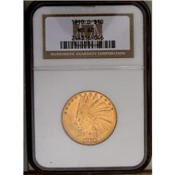 	1910-D $10 MS62 NGC. Lustrous golden-brown surfaces sh 1910-D