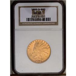 	1910-D $10 MS62 NGC. The lustrous surfaces are deep su 1910-D