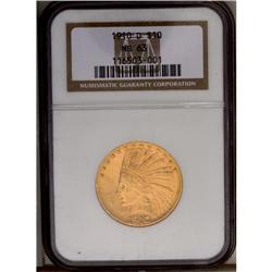 	1910-D $10 MS63 NGC. Sharply defined with somewhat sub 1910-D