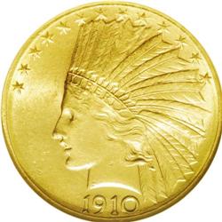 	1910-D $10 MS64 NGC. Booming luster sweeps impeccably 1910-D